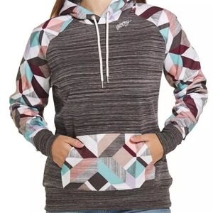 HOOEY Womens Summit Brown Space Dye W/Multi-Color Pattern Hoodie, Size XXL